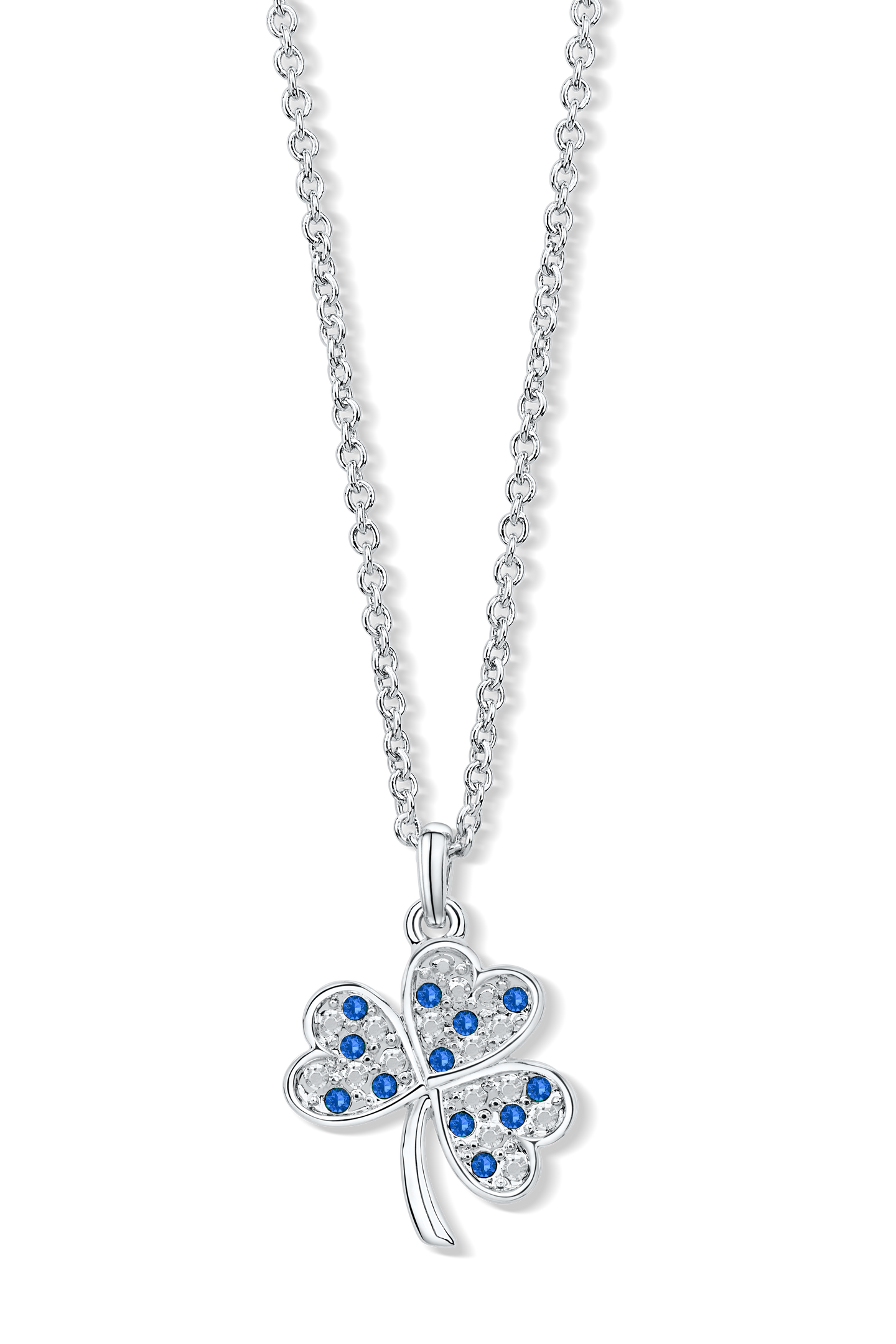 Shamrock Pendant with Sapphire Blue Crystal