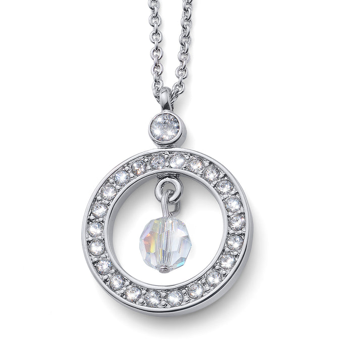 Sparkling Circle Pendant with Aurora Boreallis Bead