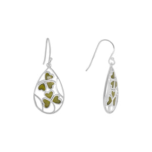 Connemara Marble Shamrock Silver Earrings