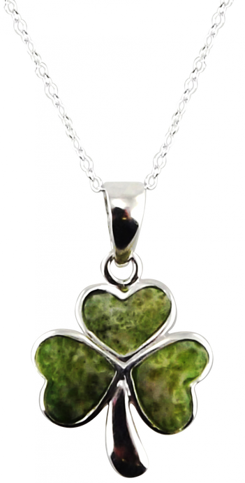 CONNEMARA MARBLE SHAMROCK STERLING SILVER PENDANT