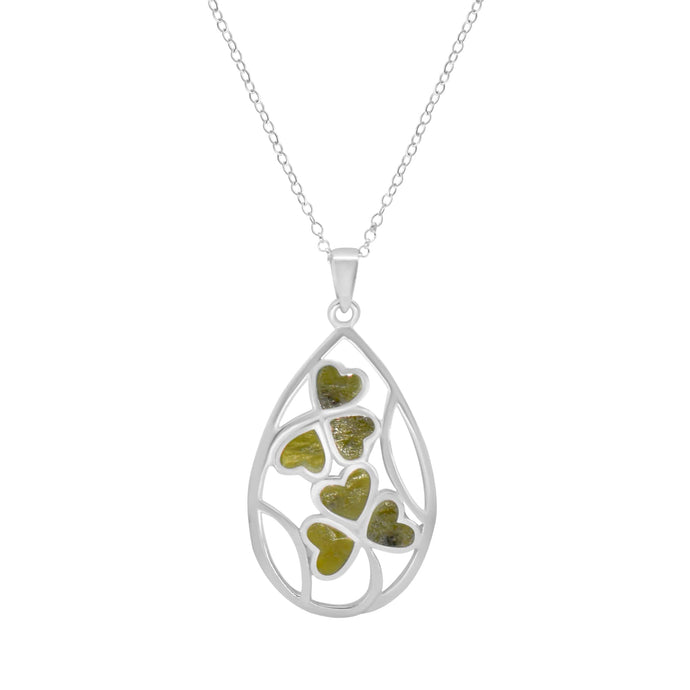 Connemara Marble Silver Shamrock Pendant