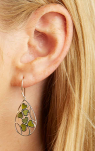 Connemara Marble Shamrock Silver Earrings