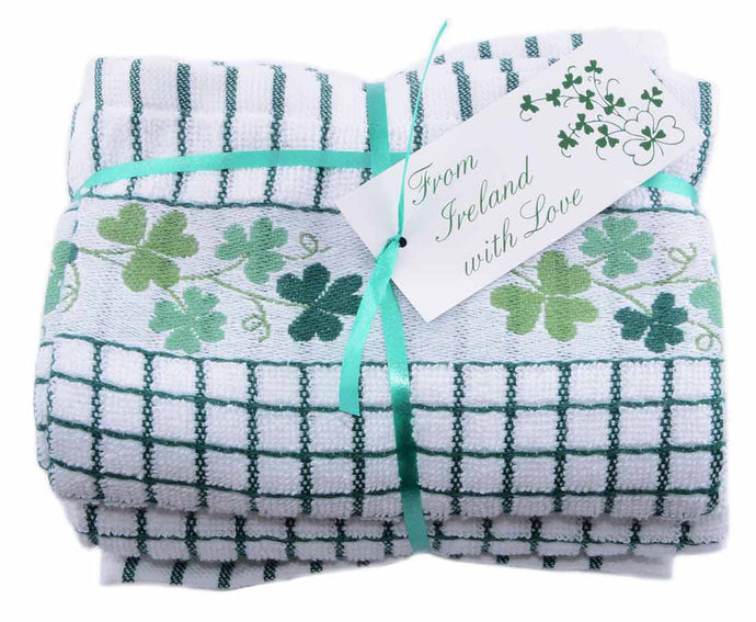 Poly-dri Jacquard Towel with Shamrock Design - Two Pack
