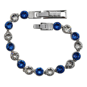 Sapphire and Clear Crystal Tennis Bracelet