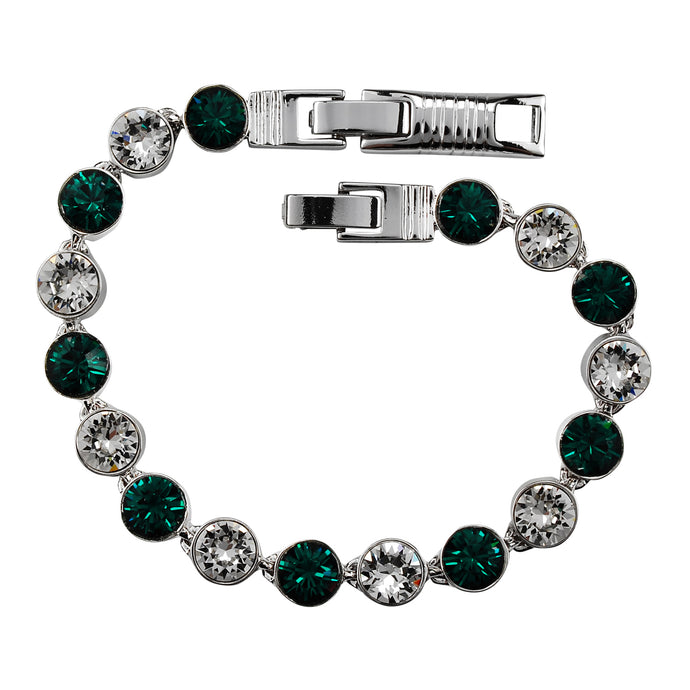 Emerald and Clear Crystal Tennis Bracelet