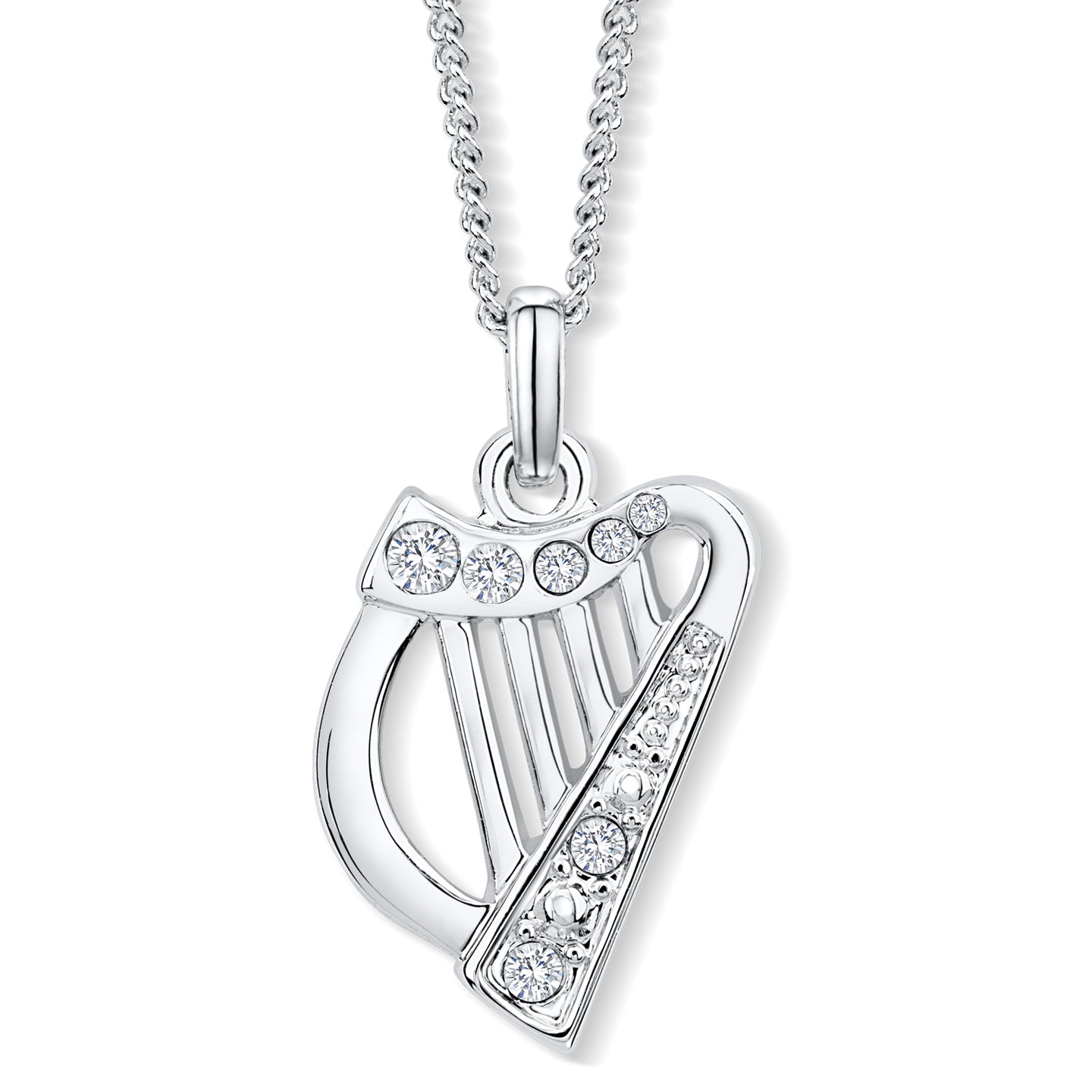Harp Pendant with Clear Crystals