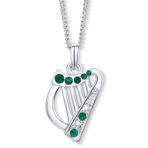 Harp Pendant with Emerald Crystals