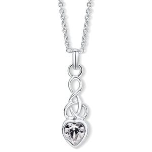 Celtic Heart Pendant with Clear Crystal
