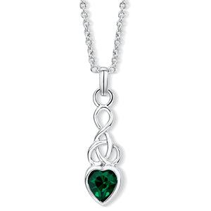 Celtic Heart Pendant with Emerald Crystal