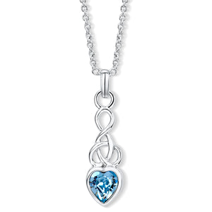 Celtic Heart Pendant with Aquamarine Crystal