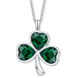 Shamrock Pendant with Emerald Green Crystal