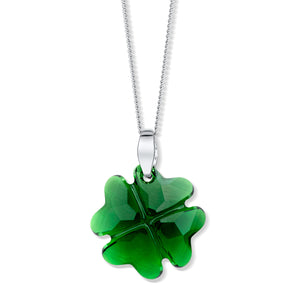 Emerald Crystal Four-leaved Clover Pendant - Large