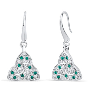 Trinity Knot Emerald Crystal Earrings