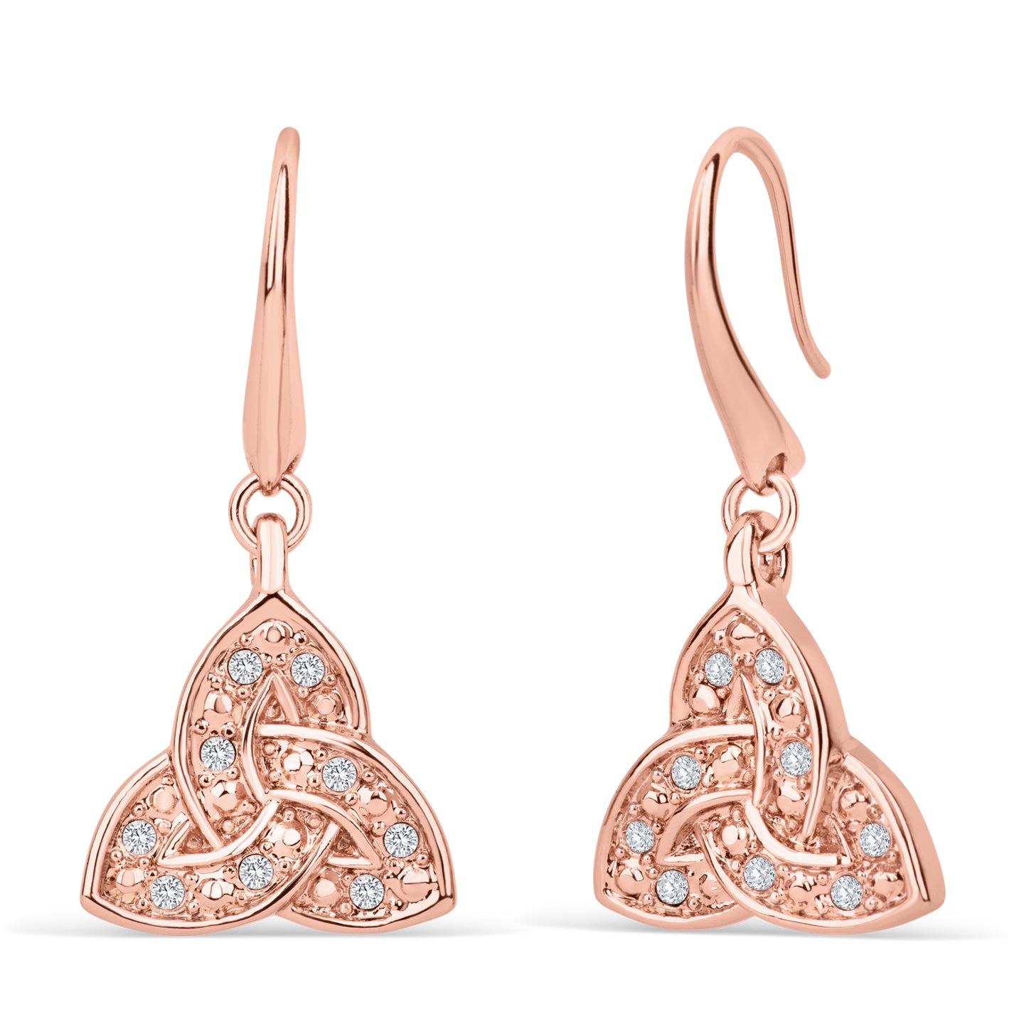 Trinity Knot Rose Gold Crystal Earrings