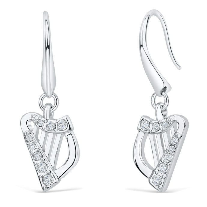 Harp Earrings with Clear Crystals