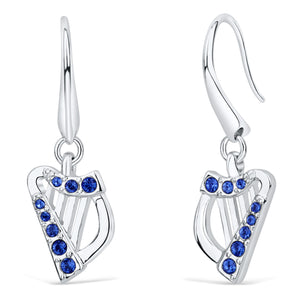 Harp Earrings with Sapphire Crystals