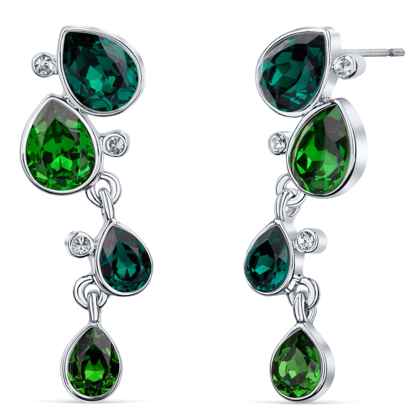 Celtic Dew Drops Crystal Earrings - Multi Green